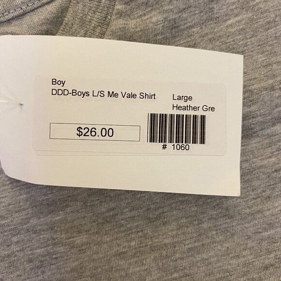 Dot Boys Me Vale Long Sleeves T-Shirt Size L Heather Gray Crew Neck Logo NWT $26 - Picture 6 of 9